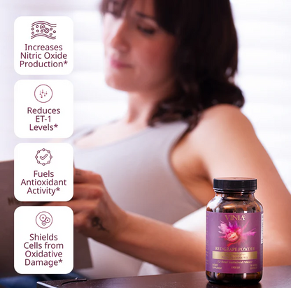 VINIA Piceid Resveratrol Supplement Capsules. Increases Blood Flow and Nitric Oxide. Blood  30 CountPressure and Heart Health Support | Antioxidant from Red Grapes | Non-GMO, 30 Count